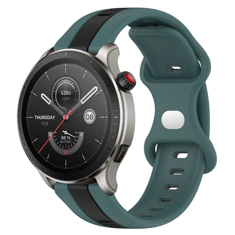 For Amazfit GTR 4 22mm Butterfly Buckle Two-Color Silicone Watch Band