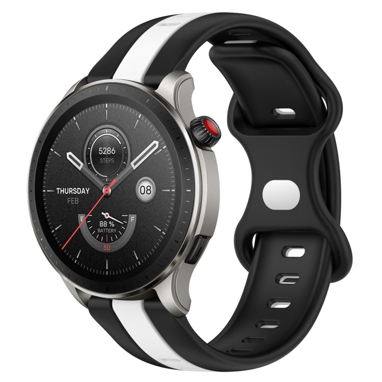 For Amazfit GTR 4 22mm Butterfly Buckle Two-Color Silicone Watch Band