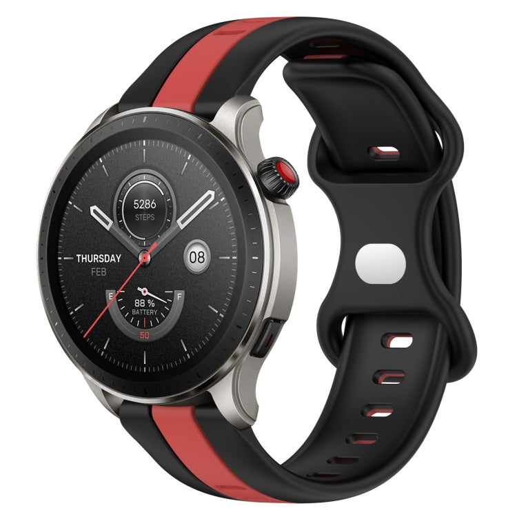 For Amazfit GTR 4 22mm Butterfly Buckle Two-Color Silicone Watch Band