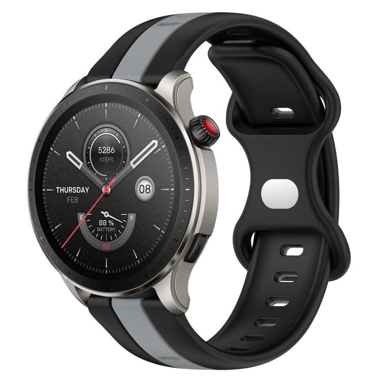 For Amazfit GTR 4 22mm Butterfly Buckle Two-Color Silicone Watch Band