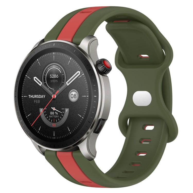For Amazfit GTR 4 22mm Butterfly Buckle Two-Color Silicone Watch Band