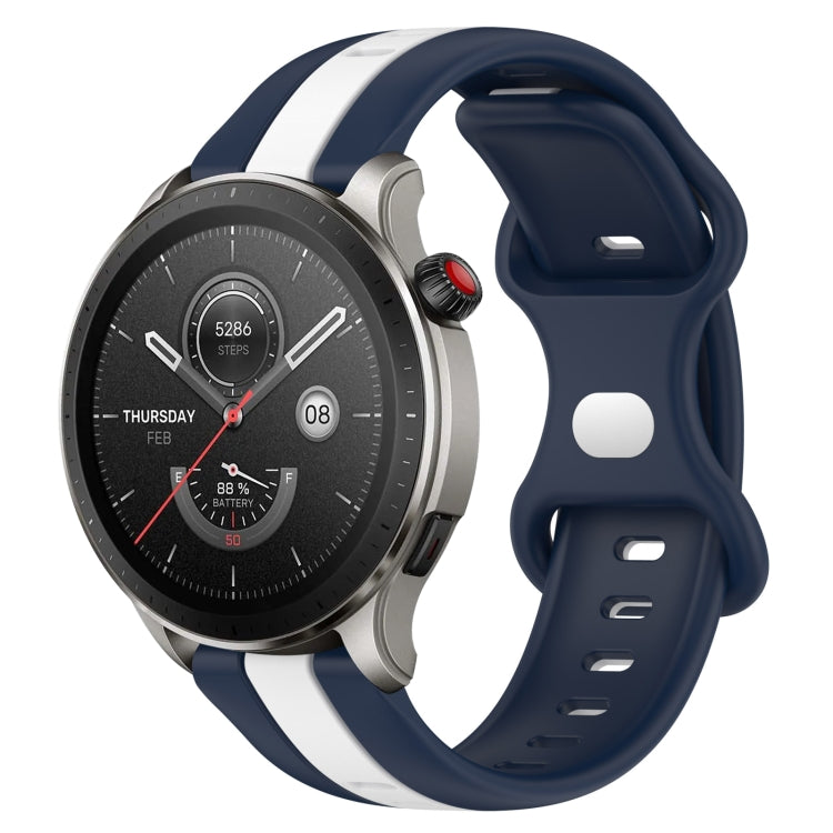 For Amazfit GTR 4 22mm Butterfly Buckle Two-Color Silicone Watch Band
