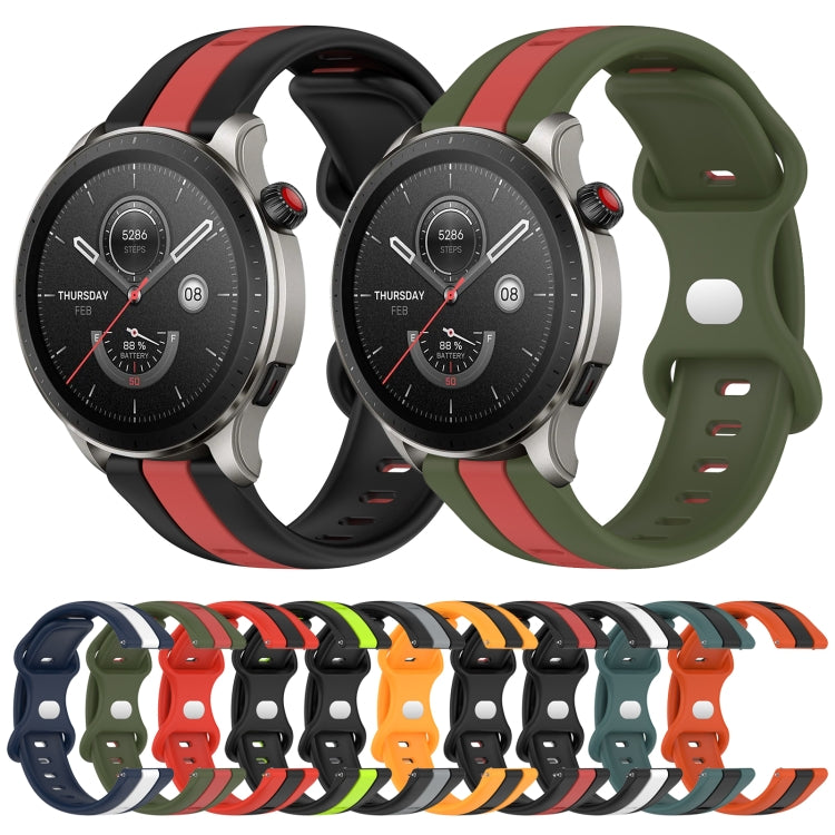 For Amazfit GTR 4 22mm Butterfly Buckle Two-Color Silicone Watch Band