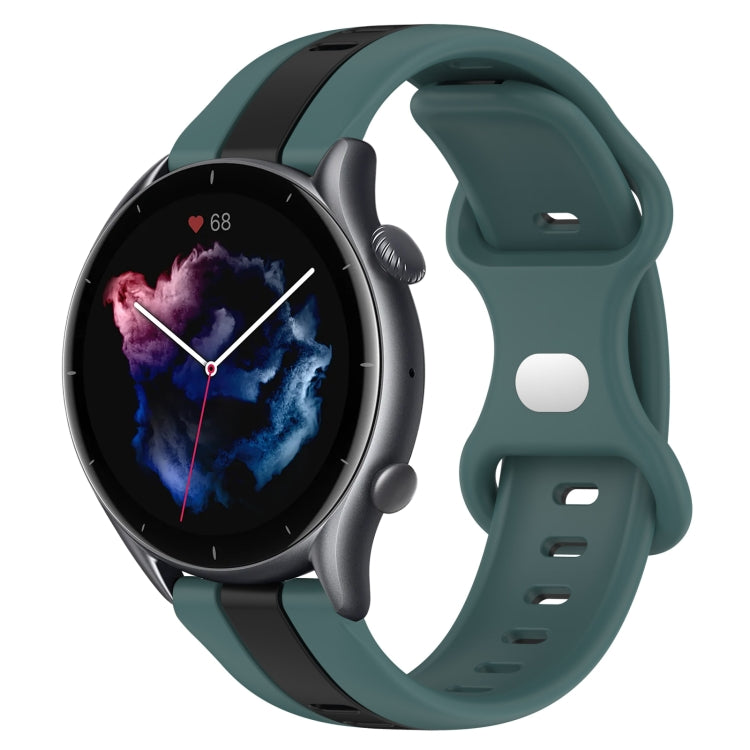 For Amazfit GTR 3 22mm Butterfly Buckle Two-Color Silicone Watch Band