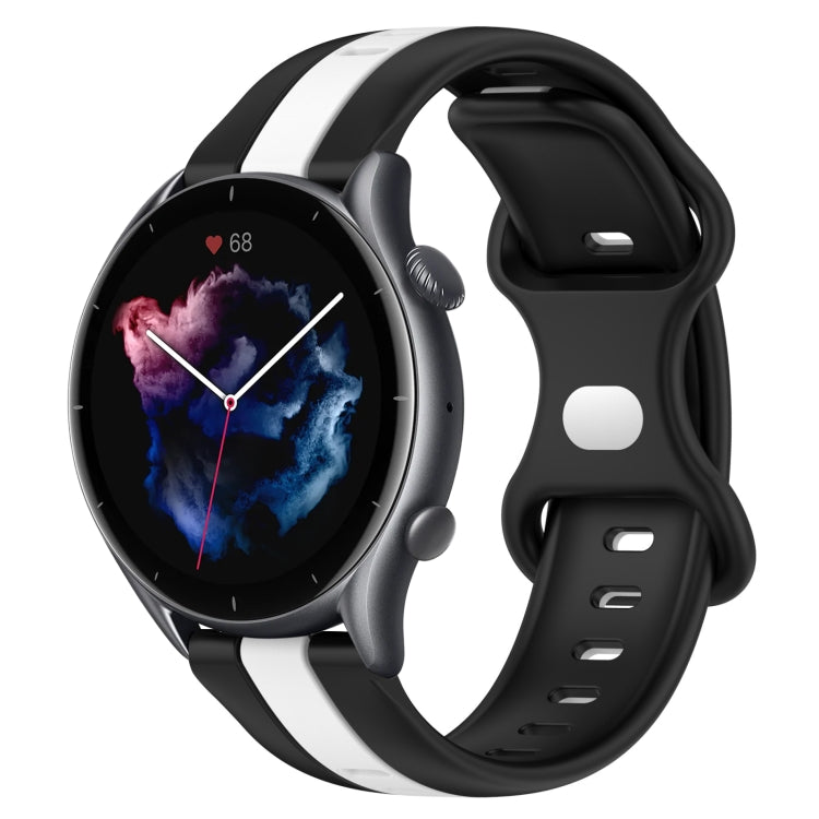 For Amazfit GTR 3 22mm Butterfly Buckle Two-Color Silicone Watch Band
