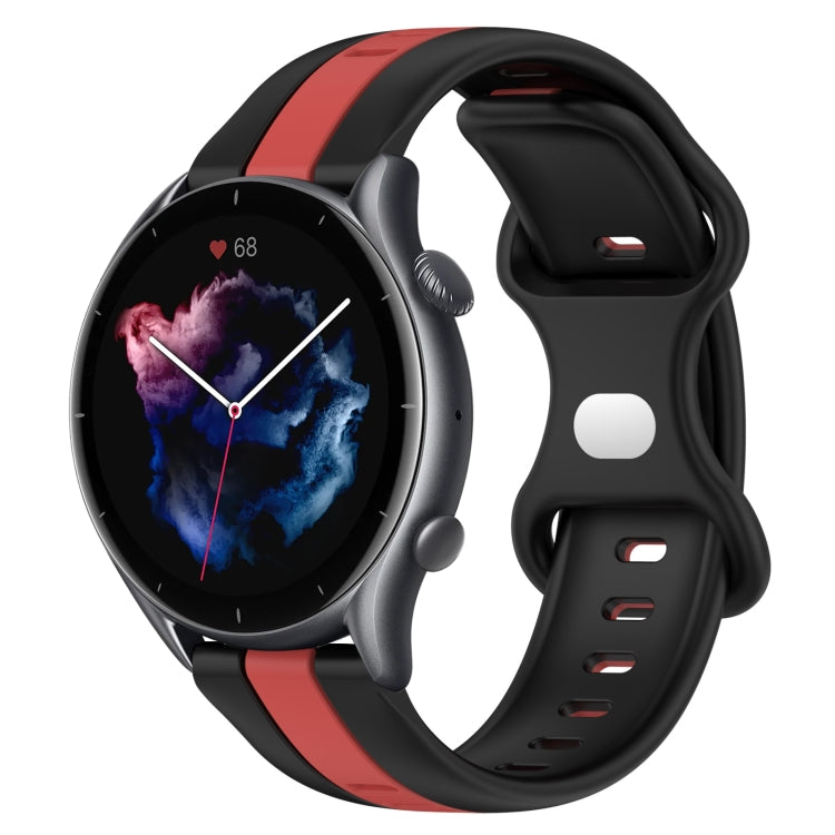 For Amazfit GTR 3 22mm Butterfly Buckle Two-Color Silicone Watch Band
