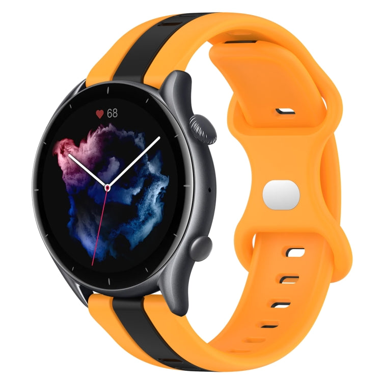 For Amazfit GTR 3 22mm Butterfly Buckle Two-Color Silicone Watch Band