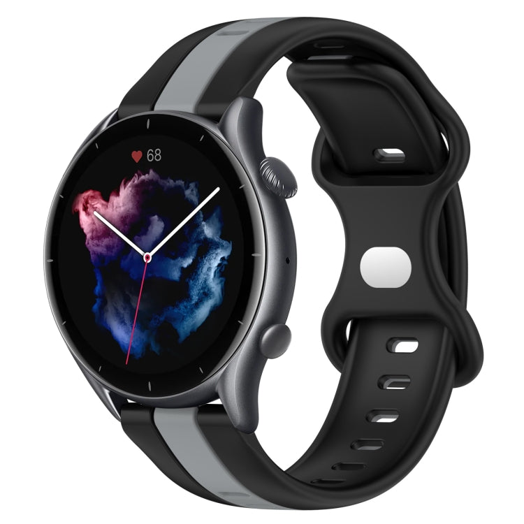 For Amazfit GTR 3 22mm Butterfly Buckle Two-Color Silicone Watch Band