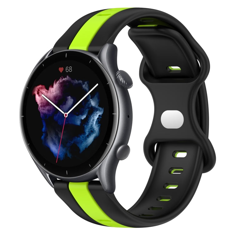 For Amazfit GTR 3 22mm Butterfly Buckle Two-Color Silicone Watch Band