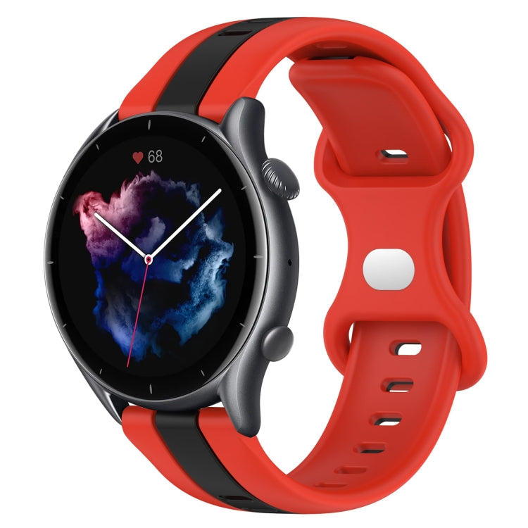 For Amazfit GTR 3 22mm Butterfly Buckle Two-Color Silicone Watch Band