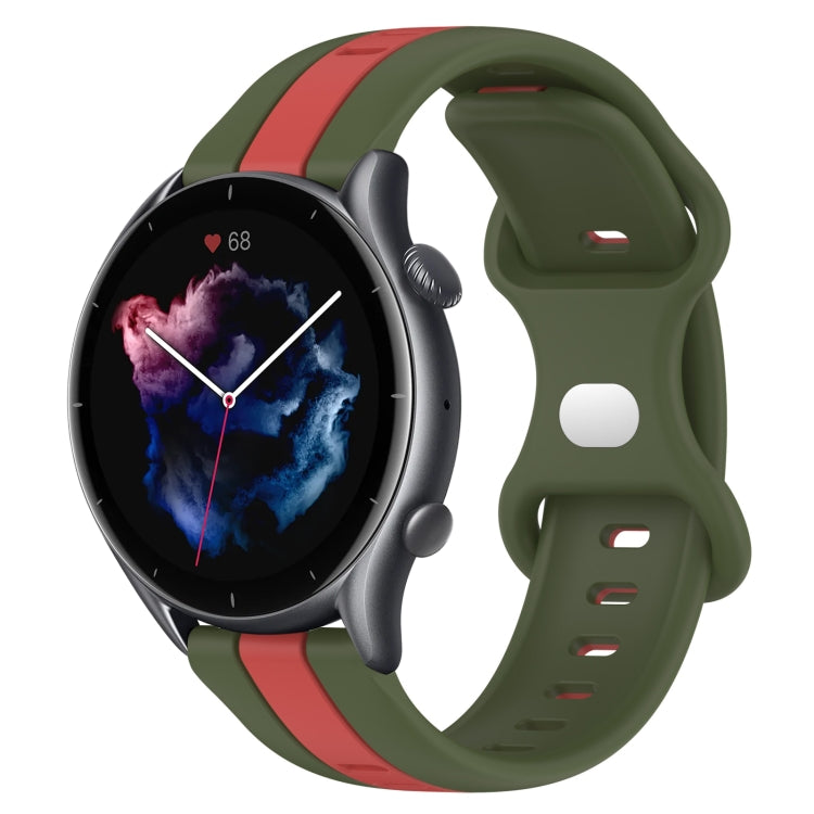 For Amazfit GTR 3 22mm Butterfly Buckle Two-Color Silicone Watch Band