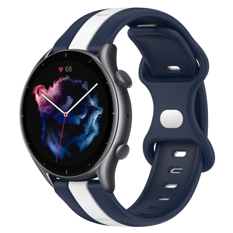 For Amazfit GTR 3 22mm Butterfly Buckle Two-Color Silicone Watch Band