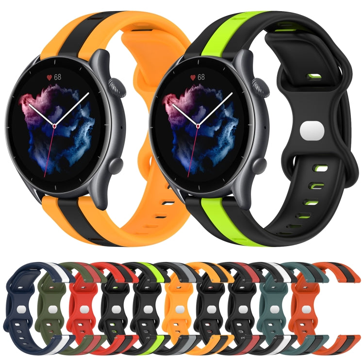 For Amazfit GTR 3 22mm Butterfly Buckle Two-Color Silicone Watch Band