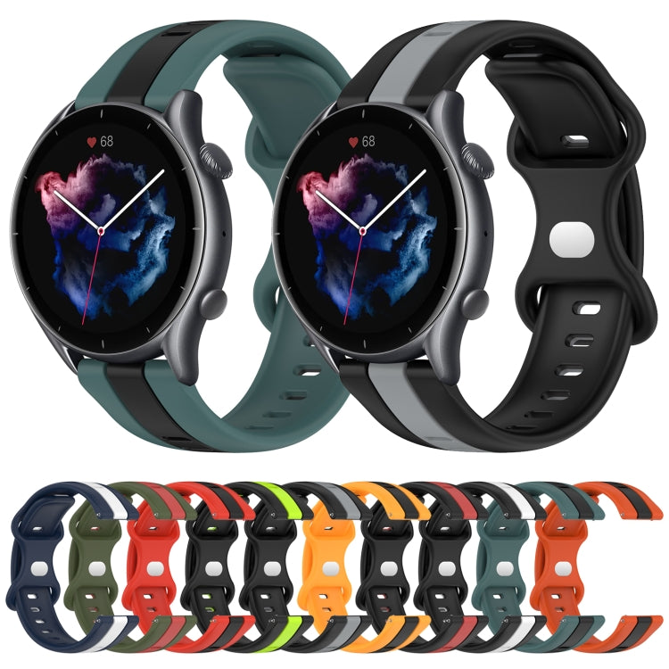 For Amazfit GTR 3 Pro 22mm Butterfly Buckle Two-Color Silicone Watch Band
