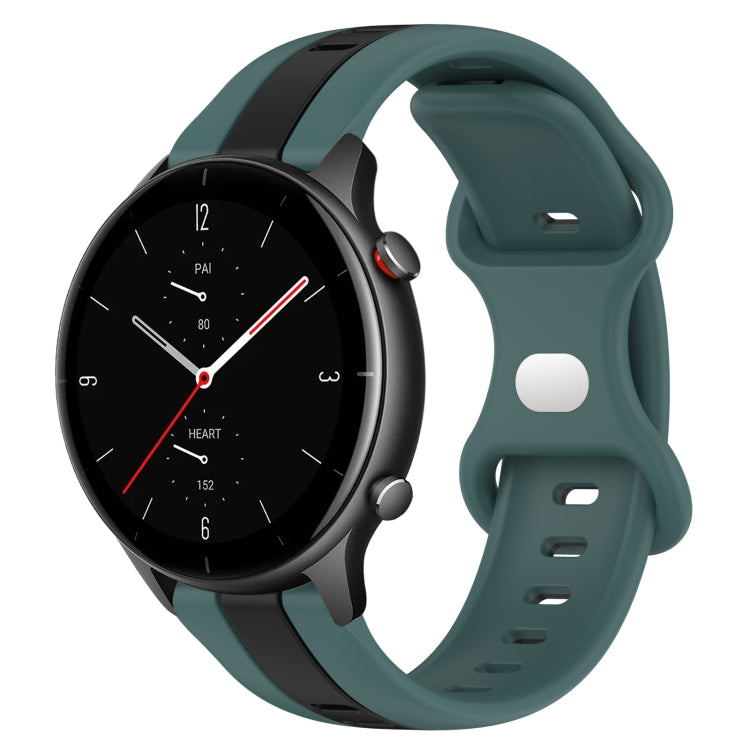 For Amazfit GTR 2e 22mm Butterfly Buckle Two-Color Silicone Watch Band