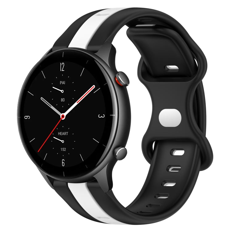 For Amazfit GTR 2e 22mm Butterfly Buckle Two-Color Silicone Watch Band