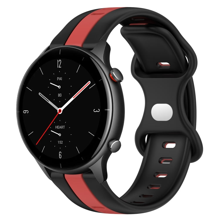 For Amazfit GTR 2e 22mm Butterfly Buckle Two-Color Silicone Watch Band