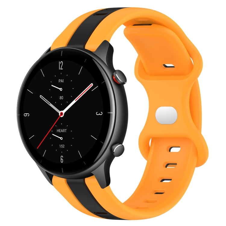 For Amazfit GTR 2e 22mm Butterfly Buckle Two-Color Silicone Watch Band