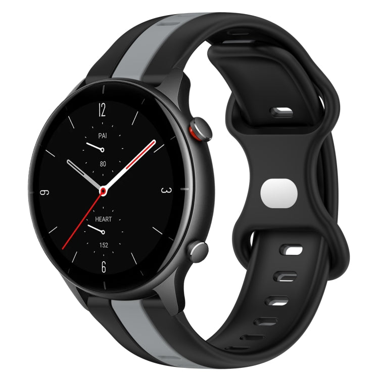 For Amazfit GTR 2e 22mm Butterfly Buckle Two-Color Silicone Watch Band