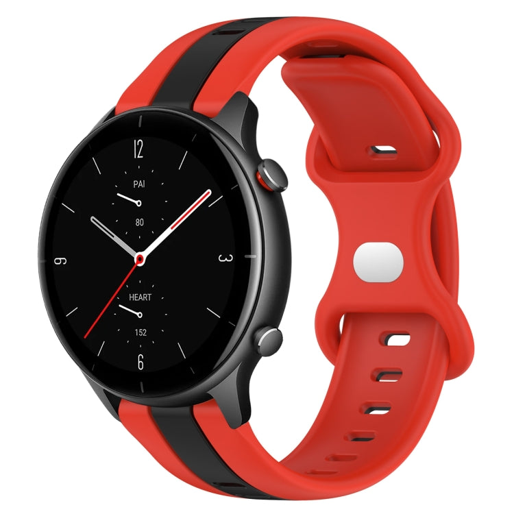 For Amazfit GTR 2e 22mm Butterfly Buckle Two-Color Silicone Watch Band