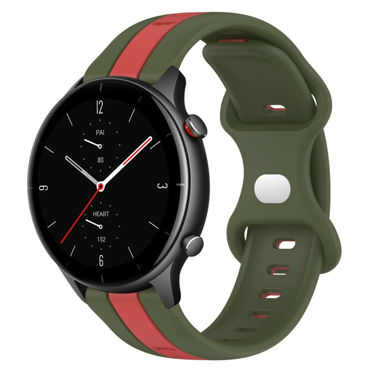 For Amazfit GTR 2e 22mm Butterfly Buckle Two-Color Silicone Watch Band
