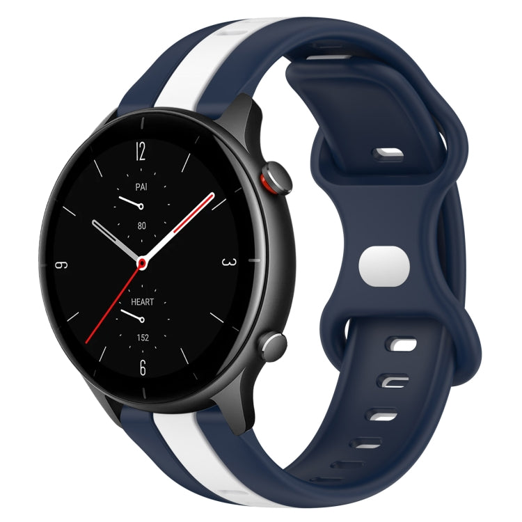 For Amazfit GTR 2e 22mm Butterfly Buckle Two-Color Silicone Watch Band