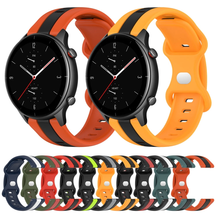 For Amazfit GTR 2e 22mm Butterfly Buckle Two-Color Silicone Watch Band