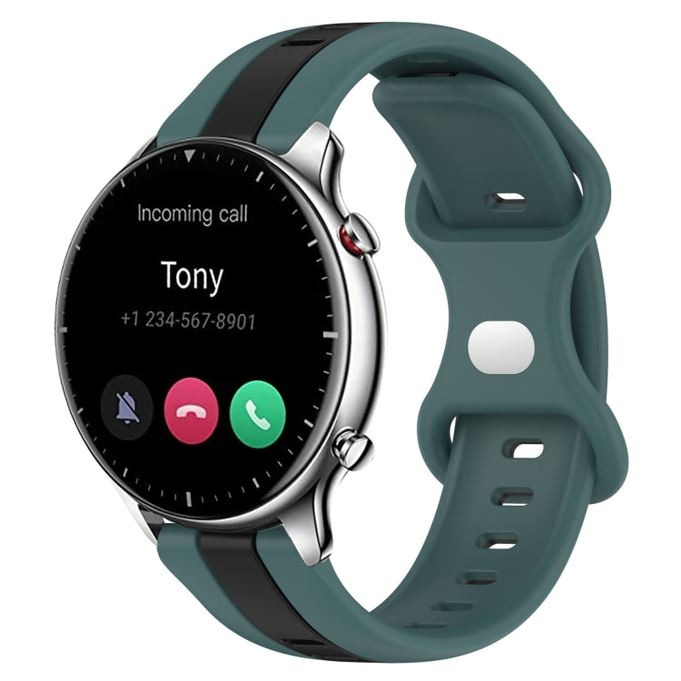 For Amazfit GTR 2 22mm Butterfly Buckle Two-Color Silicone Watch Band