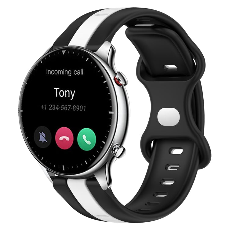 For Amazfit GTR 2 22mm Butterfly Buckle Two-Color Silicone Watch Band