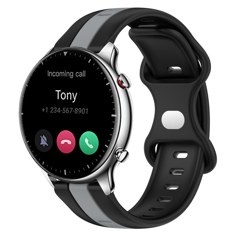 For Amazfit GTR 2 22mm Butterfly Buckle Two-Color Silicone Watch Band