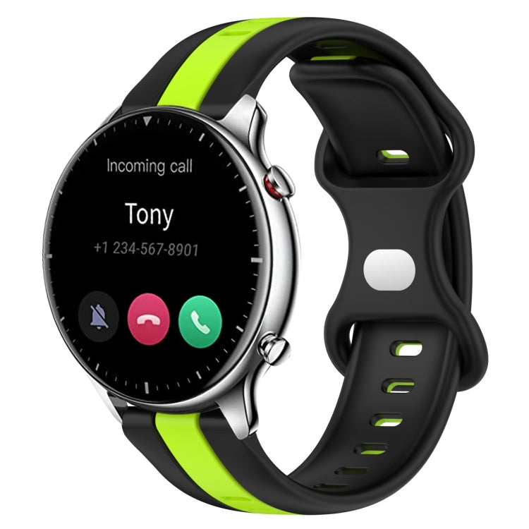 For Amazfit GTR 2 22mm Butterfly Buckle Two-Color Silicone Watch Band
