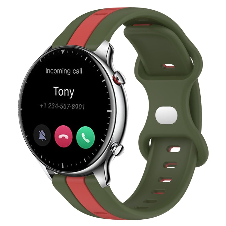 For Amazfit GTR 2 22mm Butterfly Buckle Two-Color Silicone Watch Band