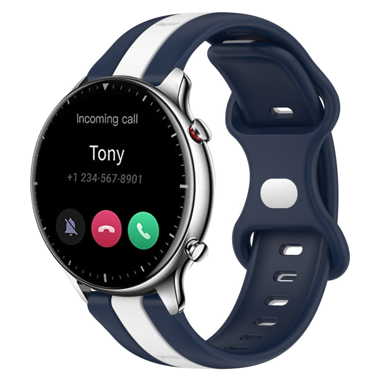 For Amazfit GTR 2 22mm Butterfly Buckle Two-Color Silicone Watch Band