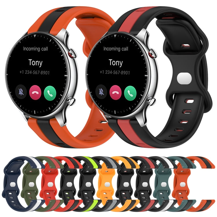 For Amazfit GTR 2 22mm Butterfly Buckle Two-Color Silicone Watch Band