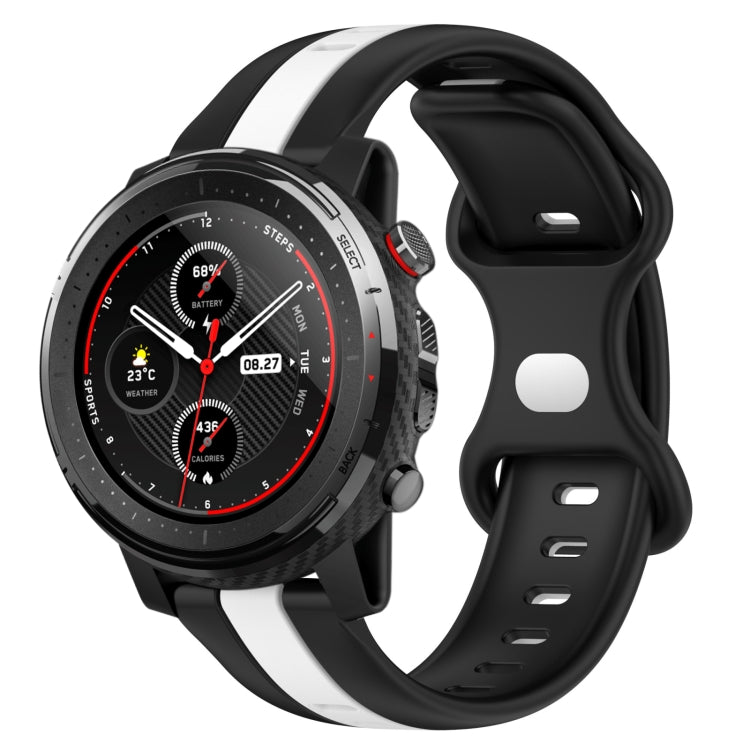 For Amazfit 3 22mm Butterfly Buckle Two-Color Silicone Watch Band