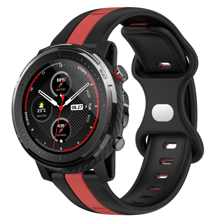 For Amazfit 3 22mm Butterfly Buckle Two-Color Silicone Watch Band