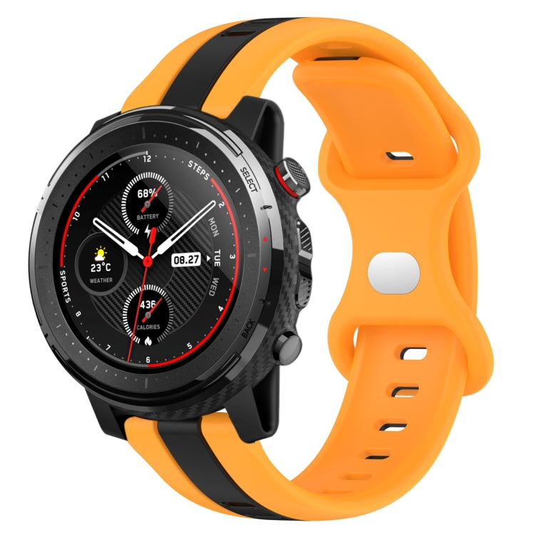 For Amazfit 3 22mm Butterfly Buckle Two-Color Silicone Watch Band