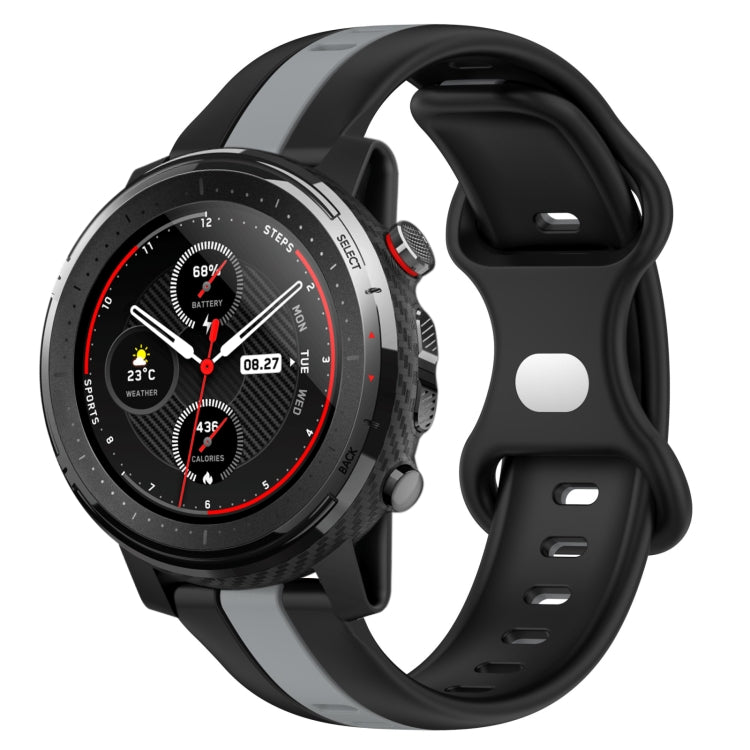 For Amazfit 3 22mm Butterfly Buckle Two-Color Silicone Watch Band