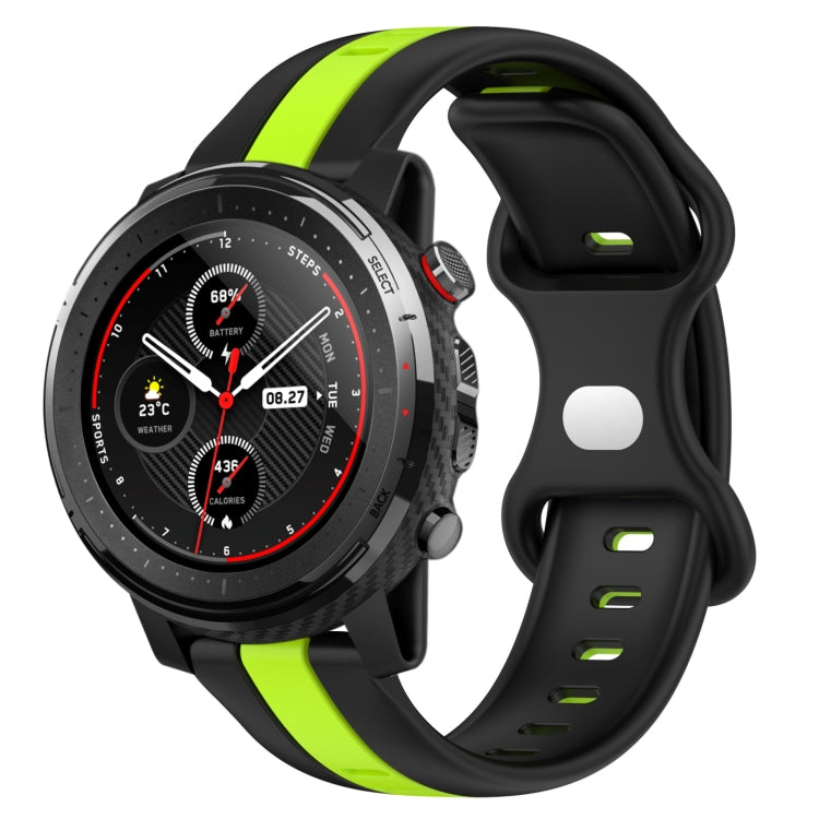 For Amazfit 3 22mm Butterfly Buckle Two-Color Silicone Watch Band