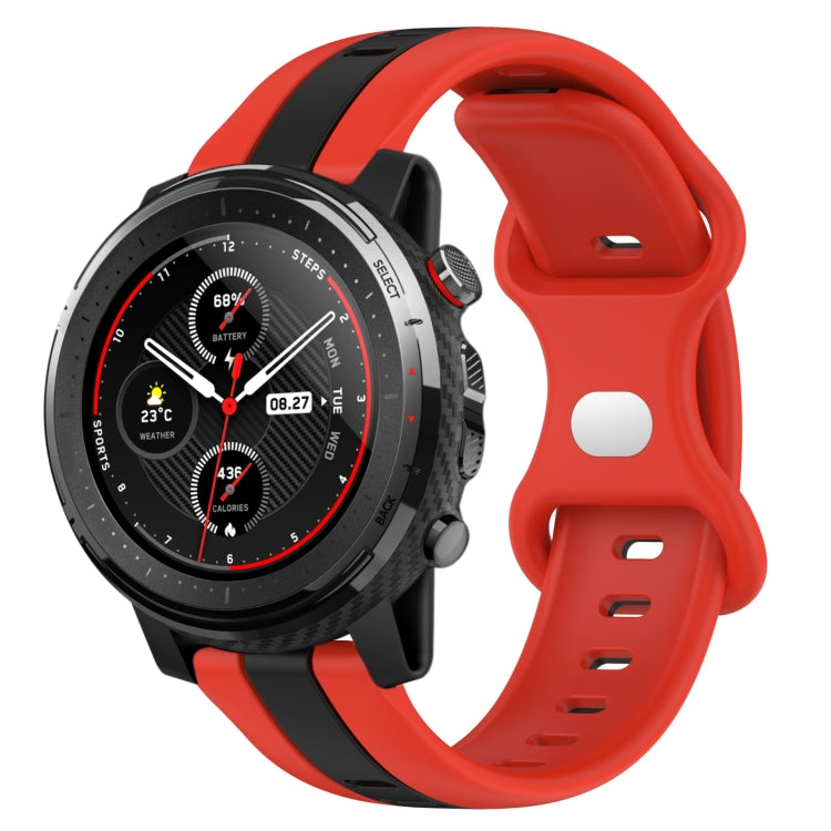 For Amazfit 3 22mm Butterfly Buckle Two-Color Silicone Watch Band
