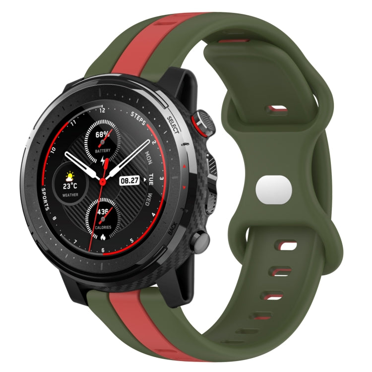 For Amazfit 3 22mm Butterfly Buckle Two-Color Silicone Watch Band