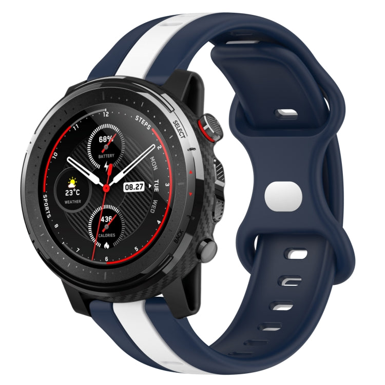 For Amazfit 3 22mm Butterfly Buckle Two-Color Silicone Watch Band