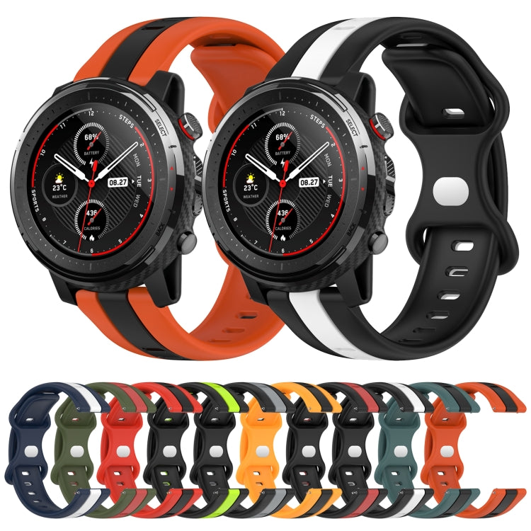 For Amazfit 3 22mm Butterfly Buckle Two-Color Silicone Watch Band
