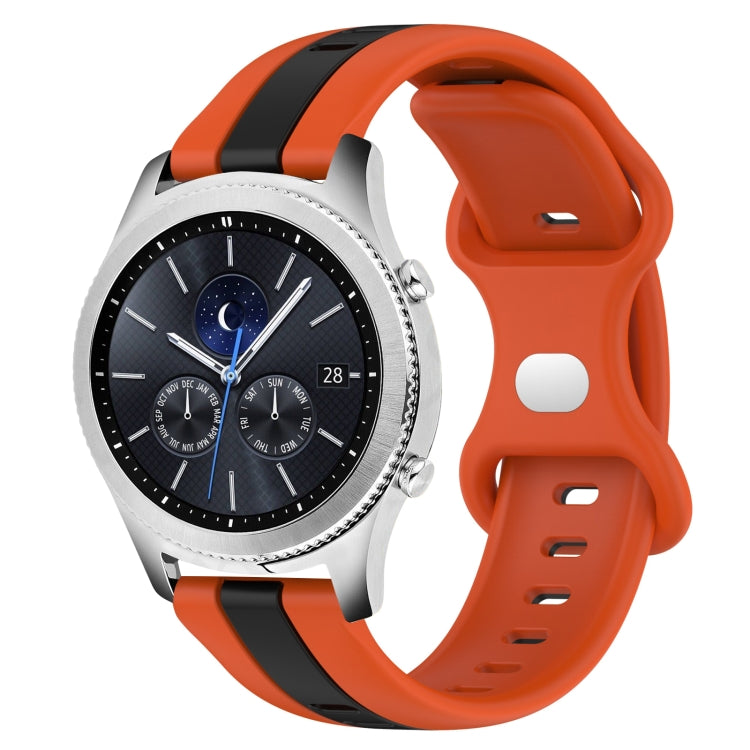 For Samsung Gear S3 Classic 22mm Butterfly Buckle Two-Color Silicone Watch Band