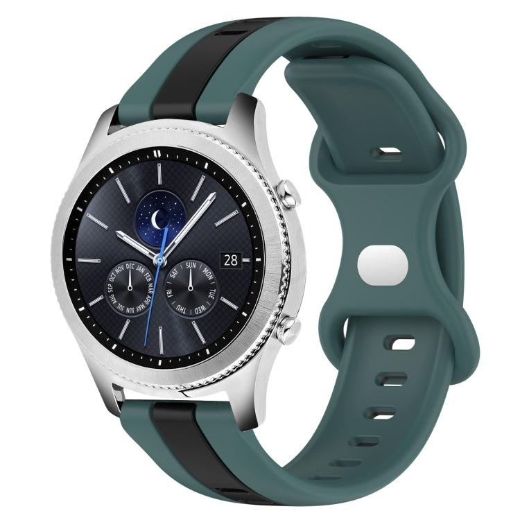 For Samsung Gear S3 Classic 22mm Butterfly Buckle Two-Color Silicone Watch Band