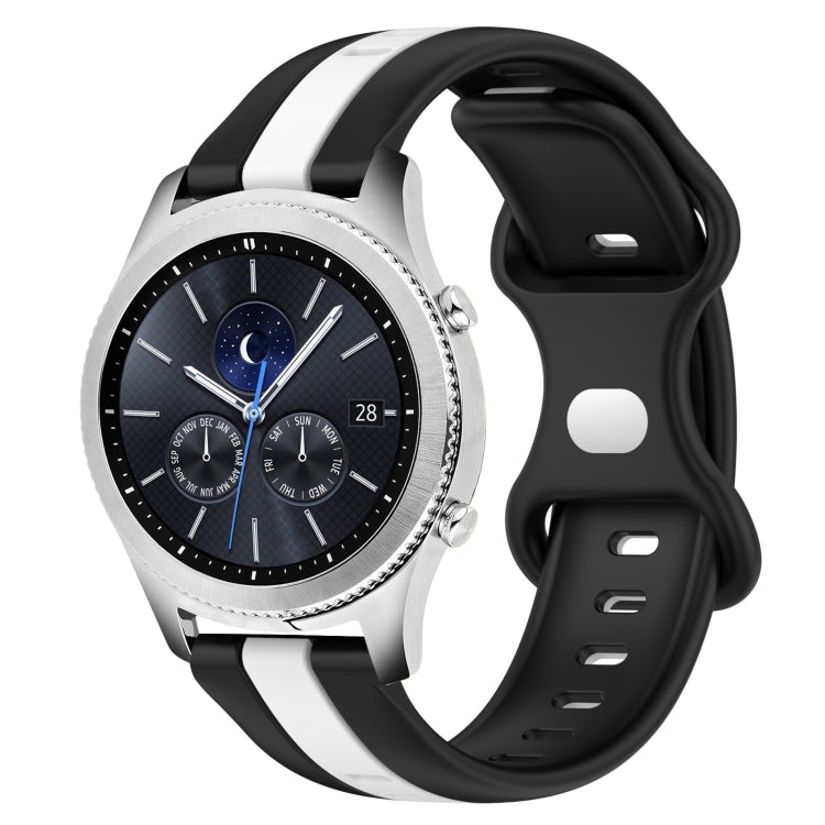 For Samsung Gear S3 Classic 22mm Butterfly Buckle Two-Color Silicone Watch Band