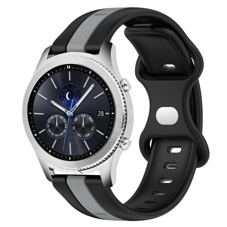 For Samsung Gear S3 Classic 22mm Butterfly Buckle Two-Color Silicone Watch Band