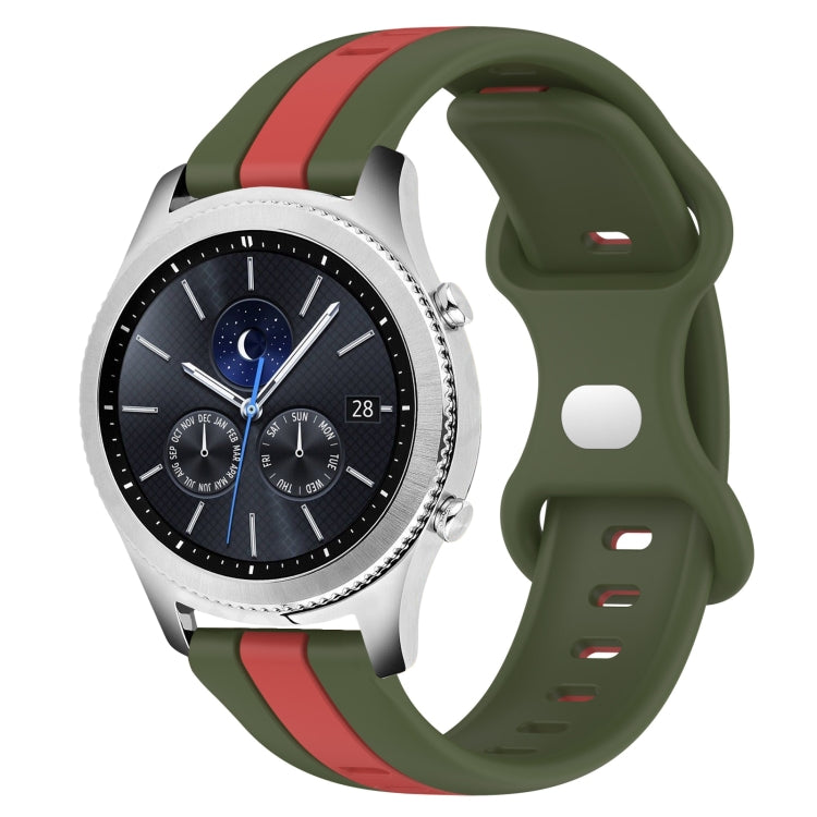 For Samsung Gear S3 Classic 22mm Butterfly Buckle Two-Color Silicone Watch Band