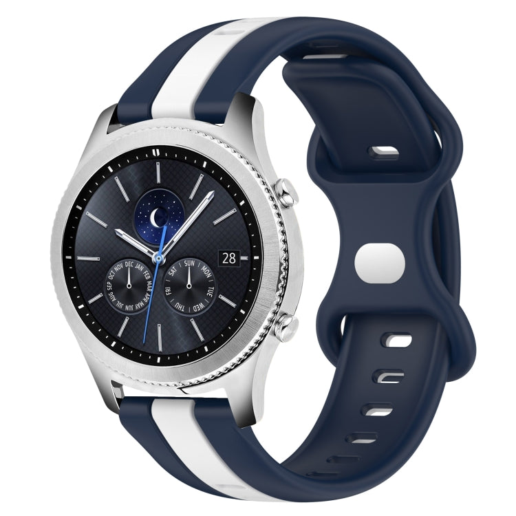 For Samsung Gear S3 Classic 22mm Butterfly Buckle Two-Color Silicone Watch Band