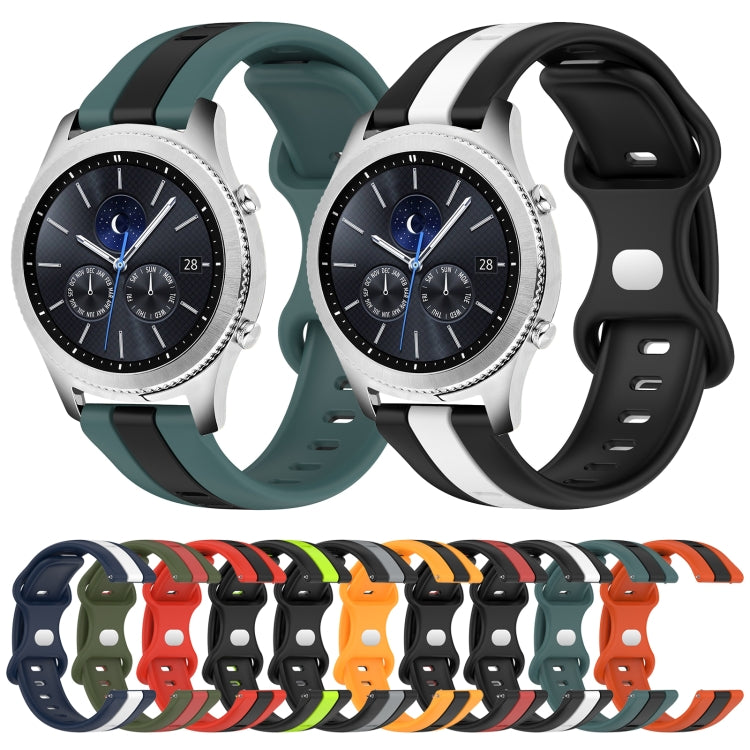 For Samsung Gear S3 Classic 22mm Butterfly Buckle Two-Color Silicone Watch Band
